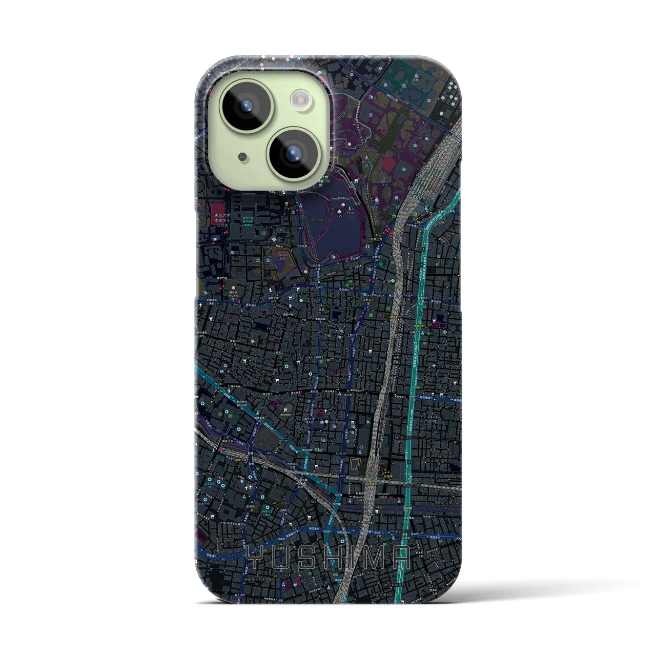 【湯島(東京都)】地図柄iPhoneケース(バックカバータイプ)