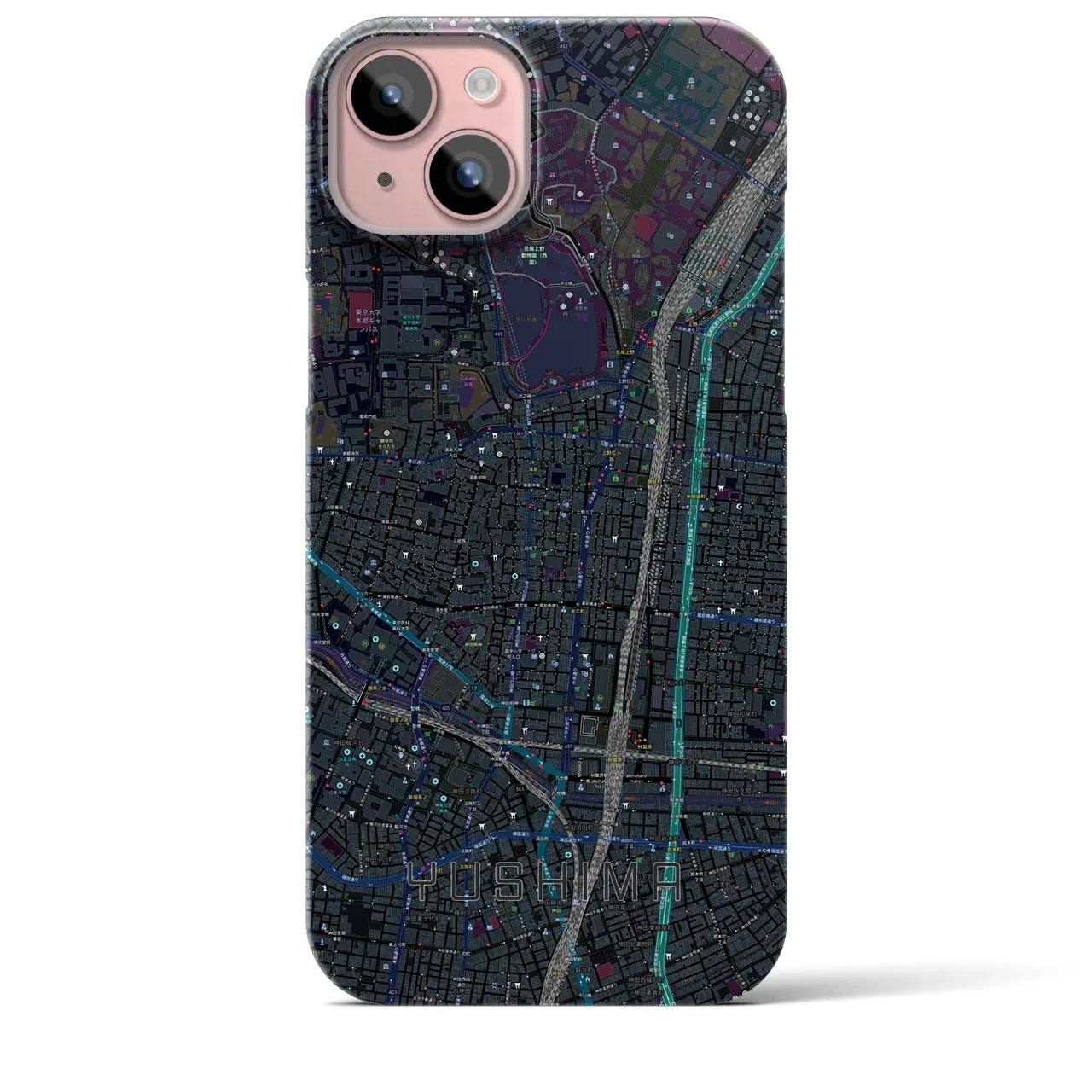 【湯島(東京都)】地図柄iPhoneケース(バックカバータイプ)