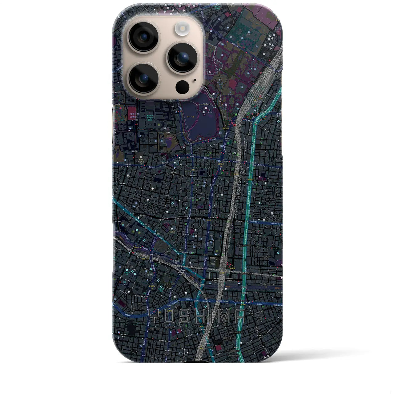 【湯島(東京都)】地図柄iPhoneケース(バックカバータイプ)