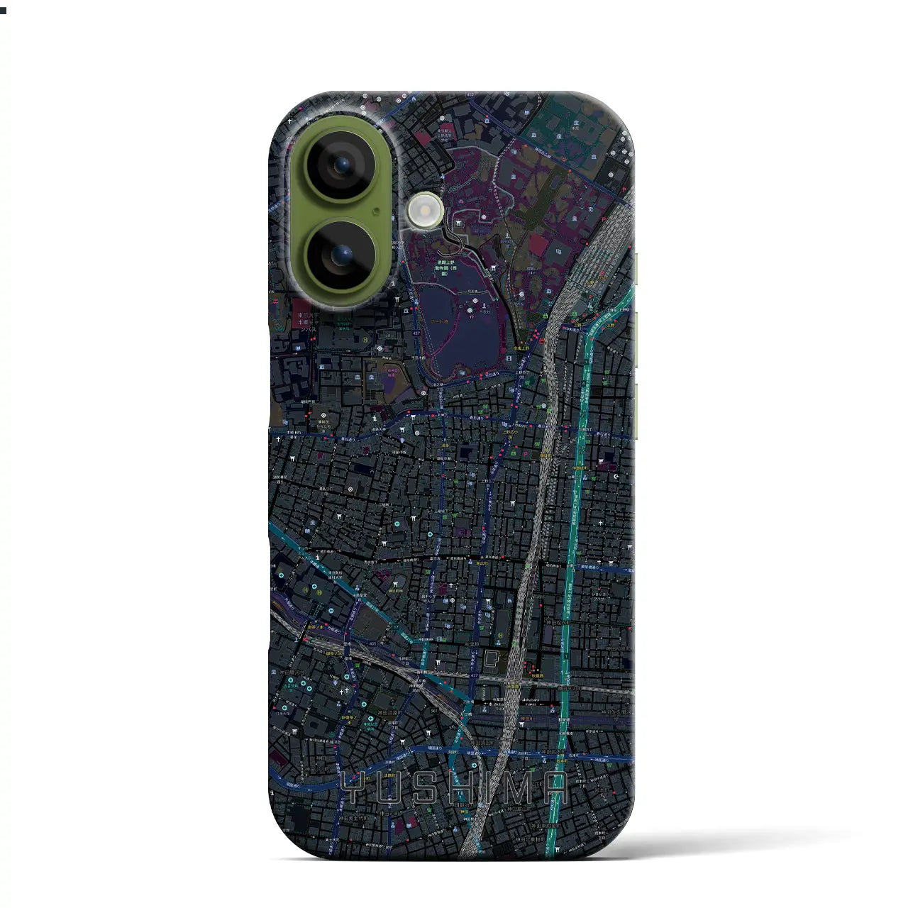 【湯島(東京都)】地図柄iPhoneケース(バックカバータイプ)