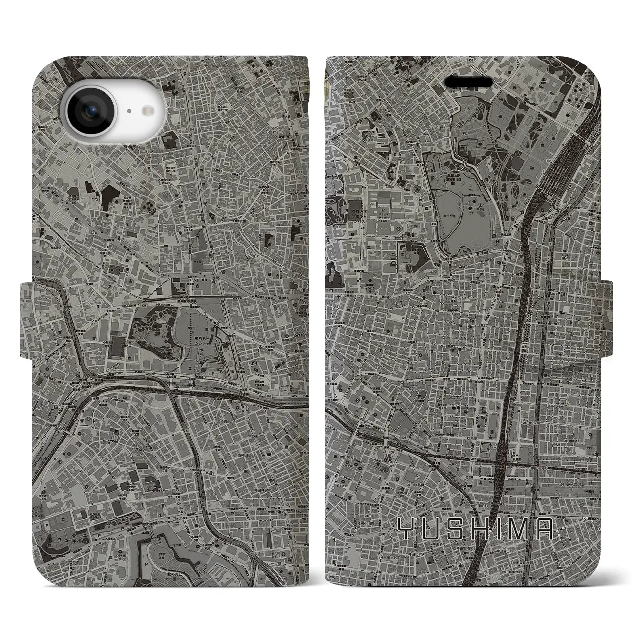 【湯島(東京都)】地図柄iPhoneケース(手帳タイプ)