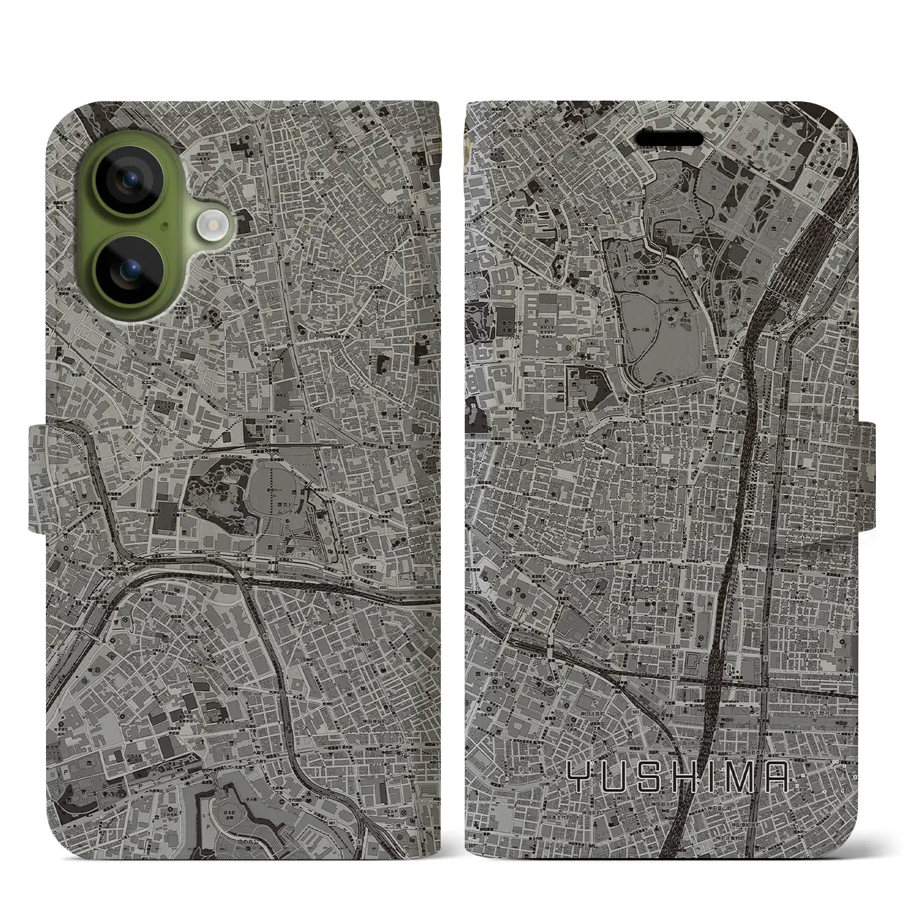 【湯島(東京都)】地図柄iPhoneケース(手帳タイプ)