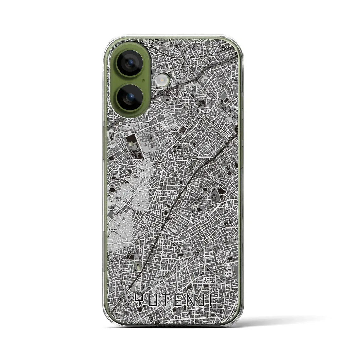 【祐天寺(東京都)】地図柄iPhoneケース(クリアタイプ)モノトーン・iPhone 17 Pro Max 用