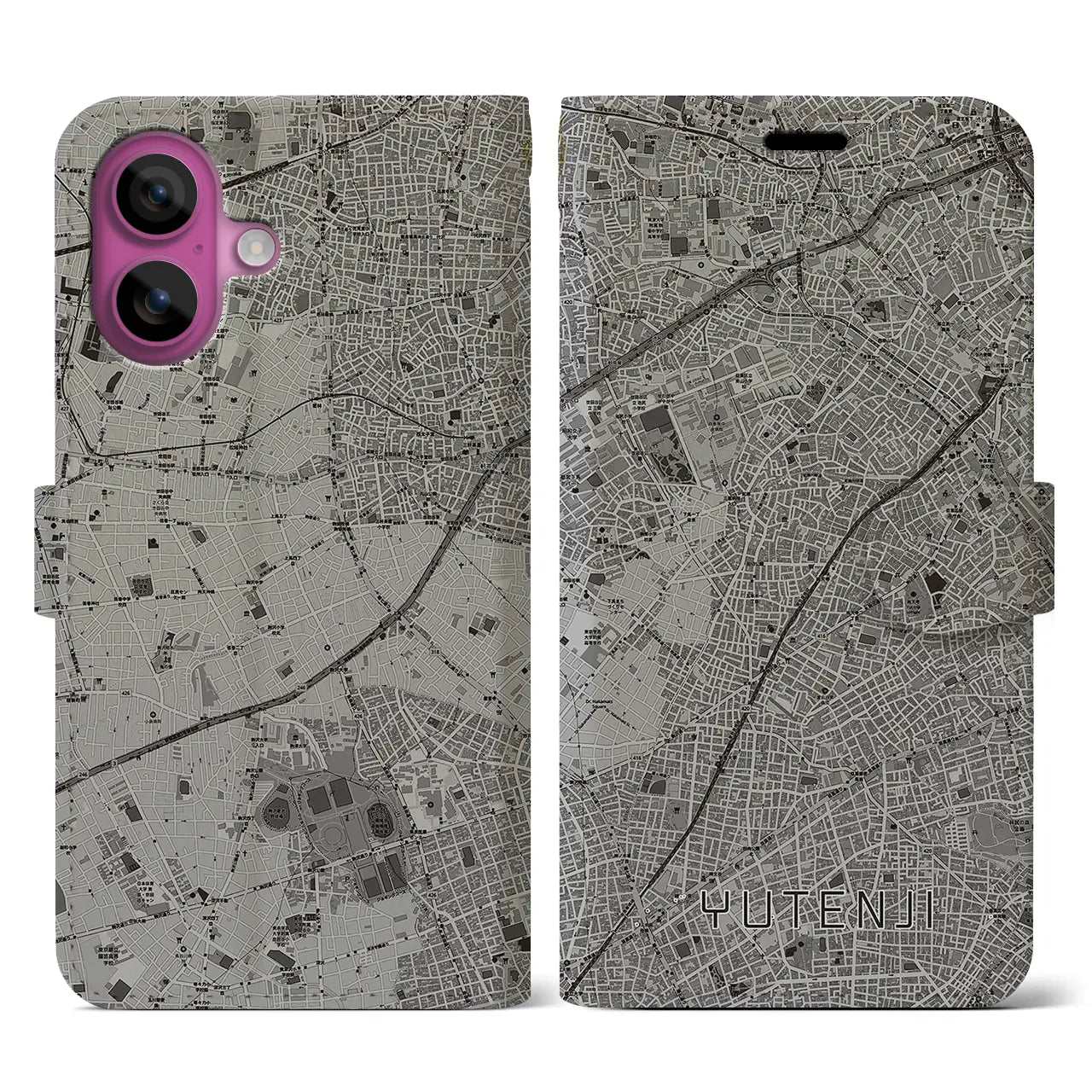 【祐天寺(東京都)】地図柄iPhoneケース(手帳タイプ)