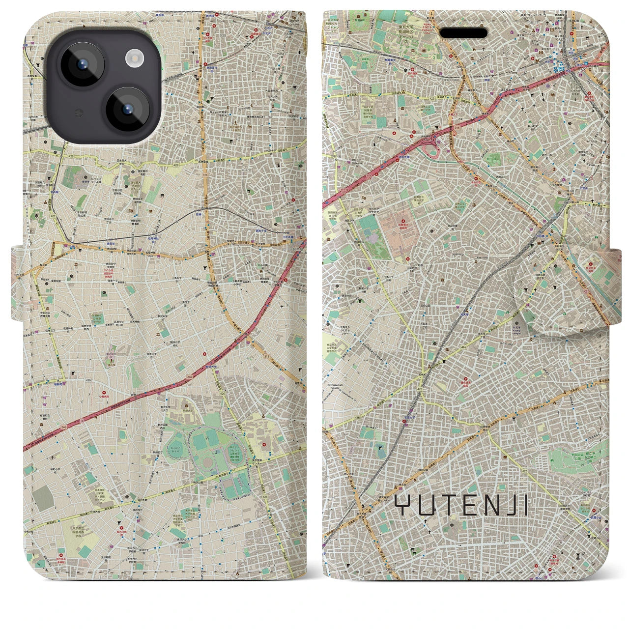 【祐天寺(東京都)】地図柄iPhoneケース(手帳タイプ)