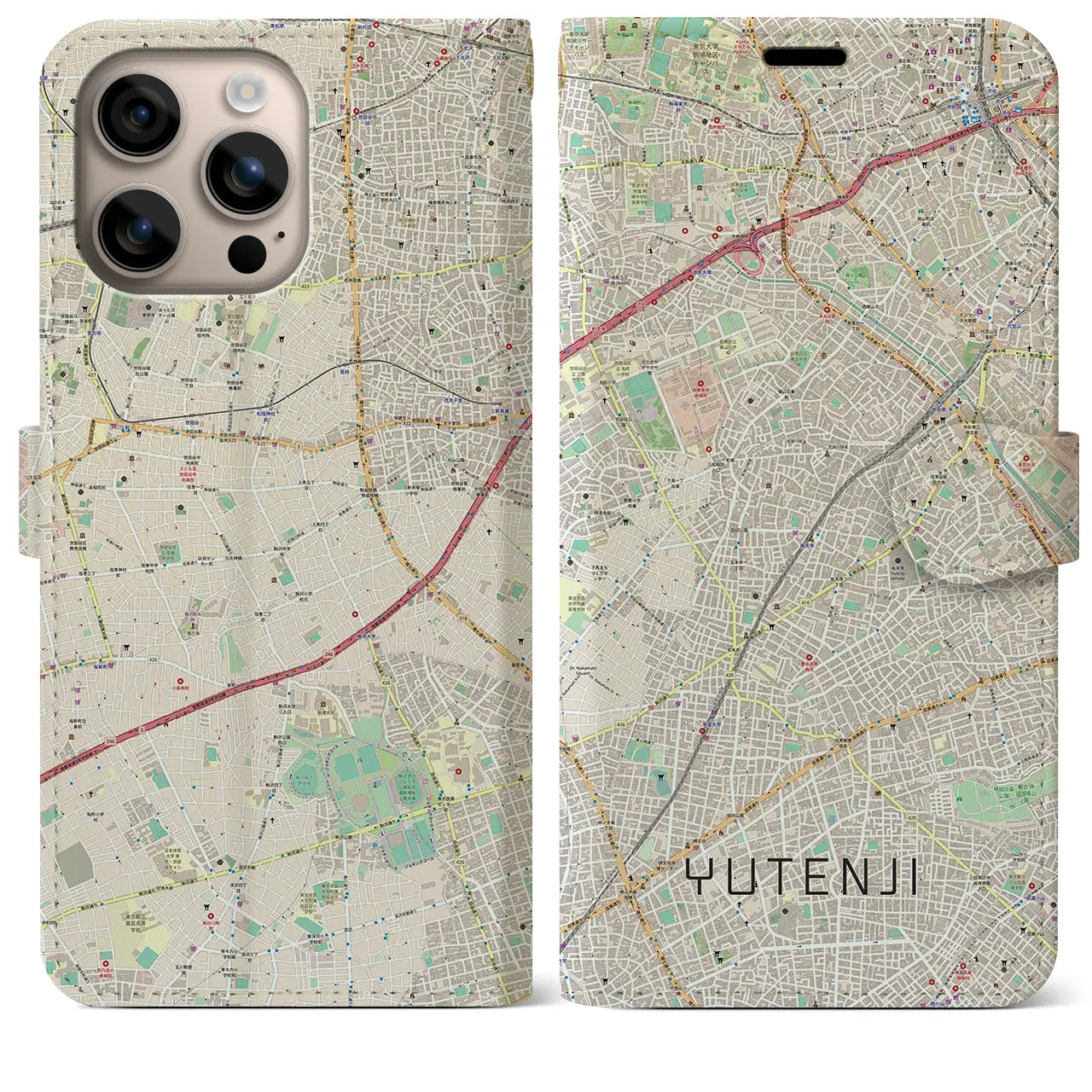 【祐天寺(東京都)】地図柄iPhoneケース(手帳タイプ)