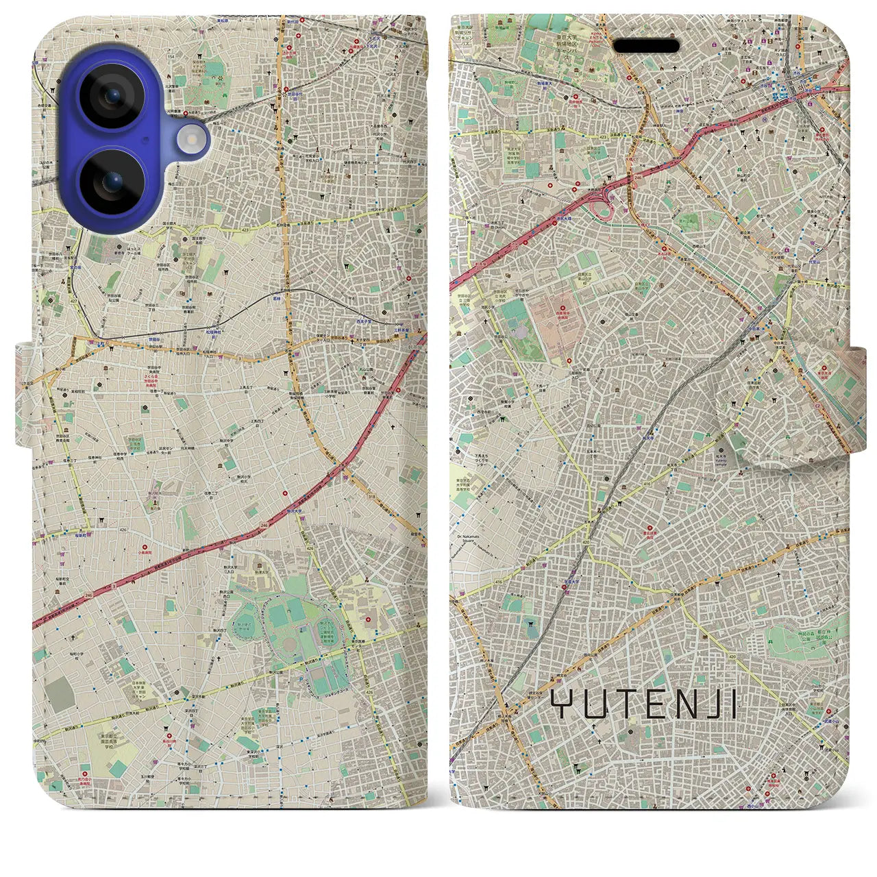 【祐天寺(東京都)】地図柄iPhoneケース(手帳タイプ)