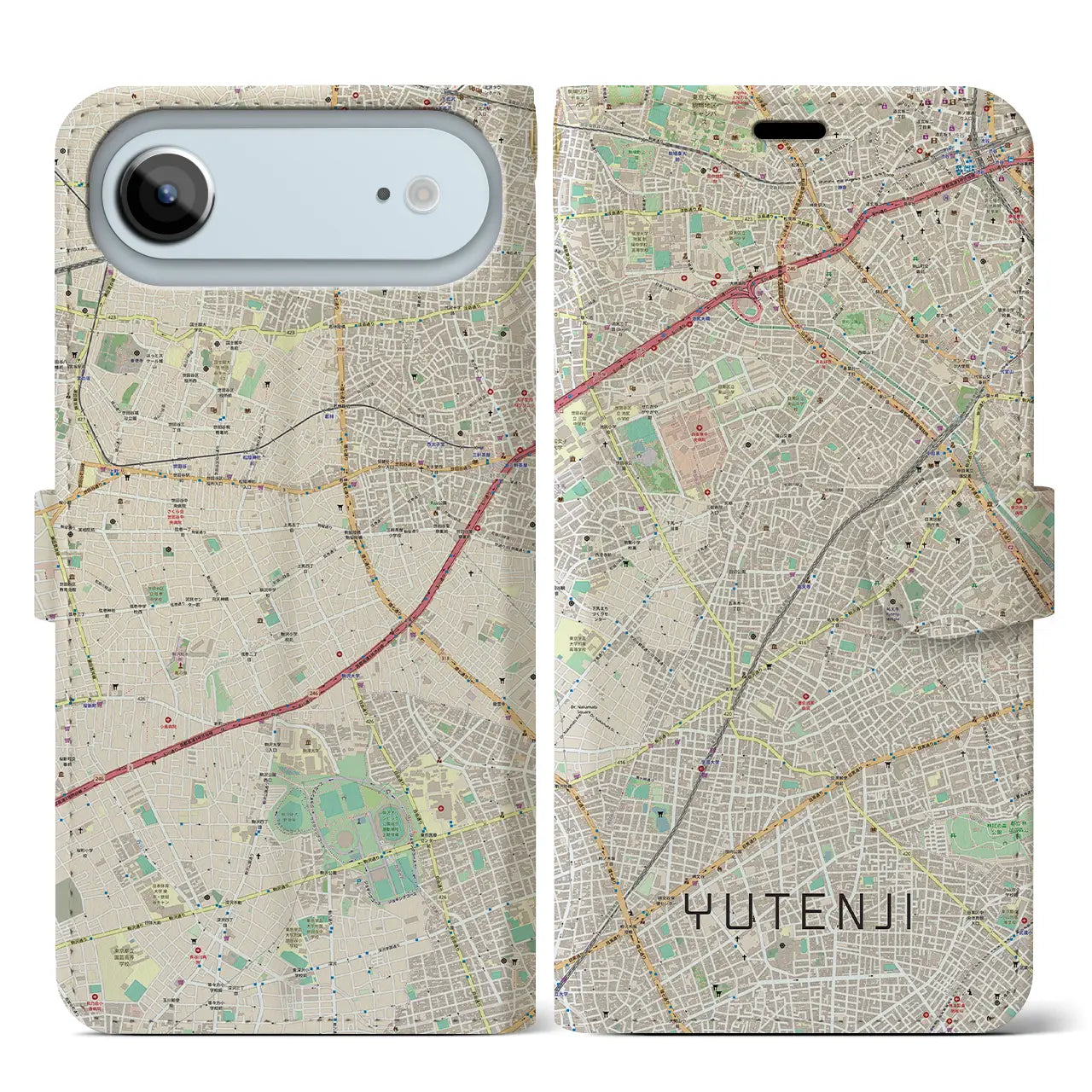【祐天寺(東京都)】地図柄iPhoneケース(手帳タイプ)