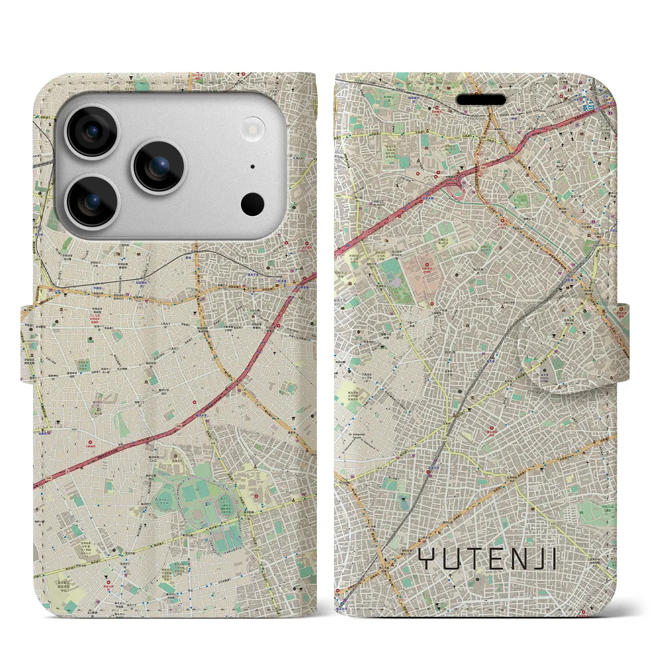 【祐天寺(東京都)】地図柄iPhoneケース(手帳タイプ)