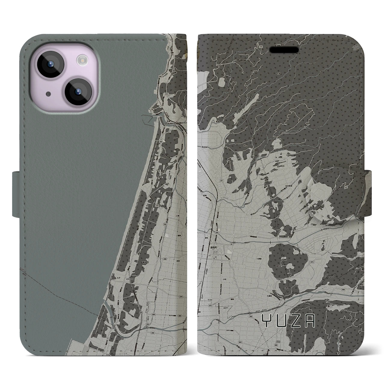 【遊佐(山形県)】地図柄iPhoneケース(手帳タイプ)