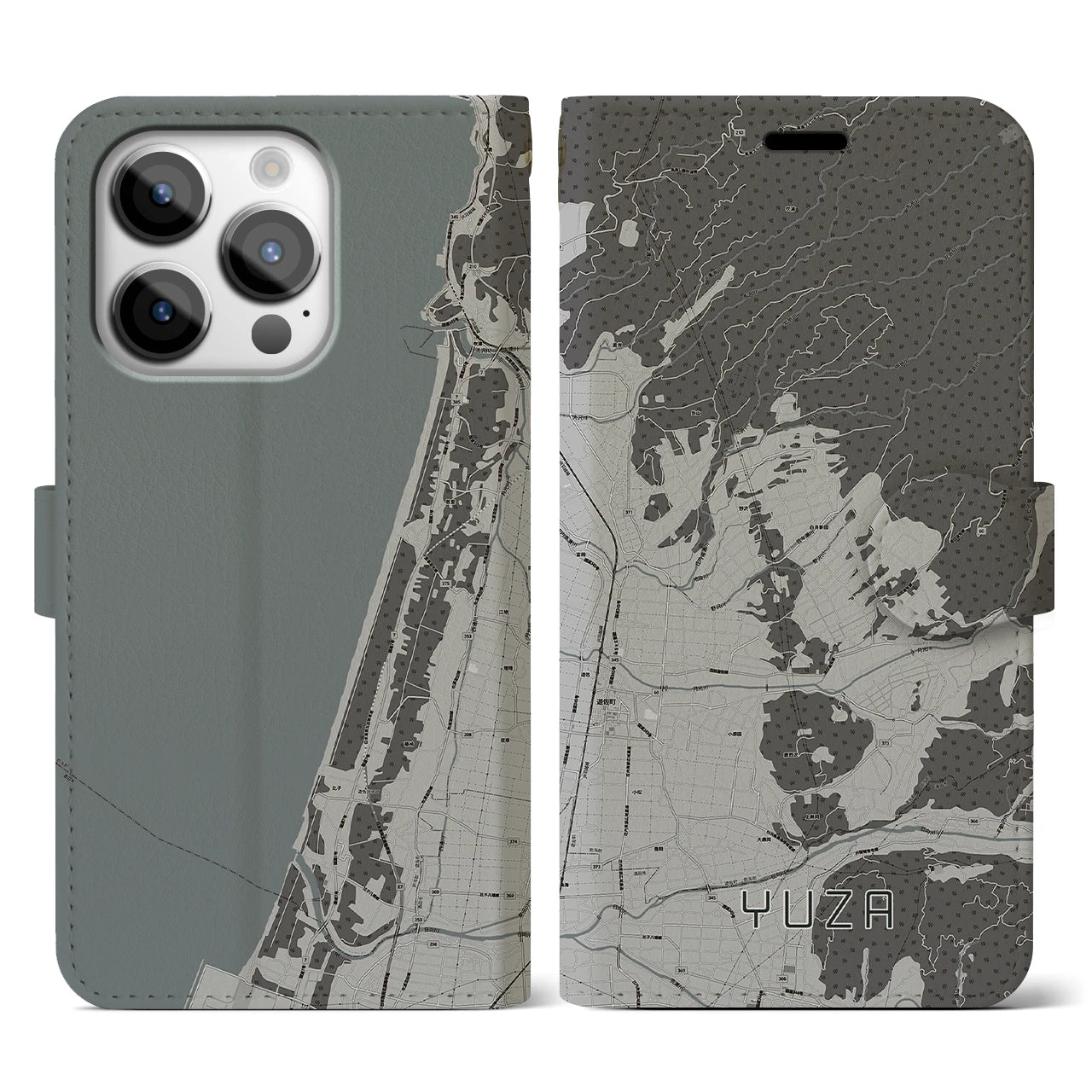 【遊佐(山形県)】地図柄iPhoneケース(手帳タイプ)