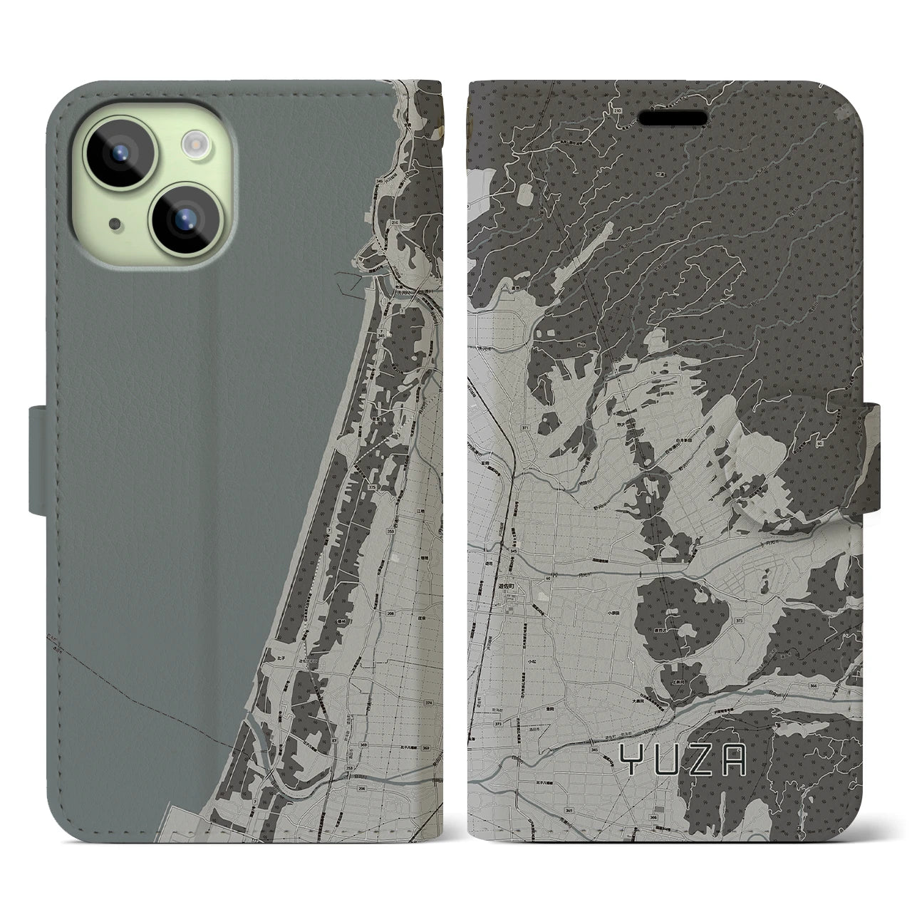 【遊佐(山形県)】地図柄iPhoneケース(手帳タイプ)