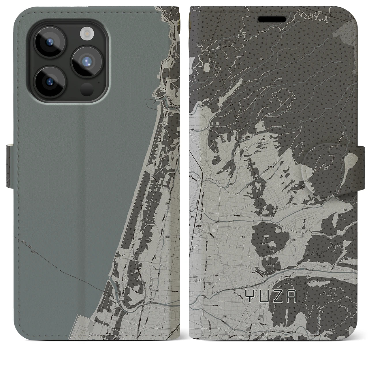 【遊佐(山形県)】地図柄iPhoneケース(手帳タイプ)