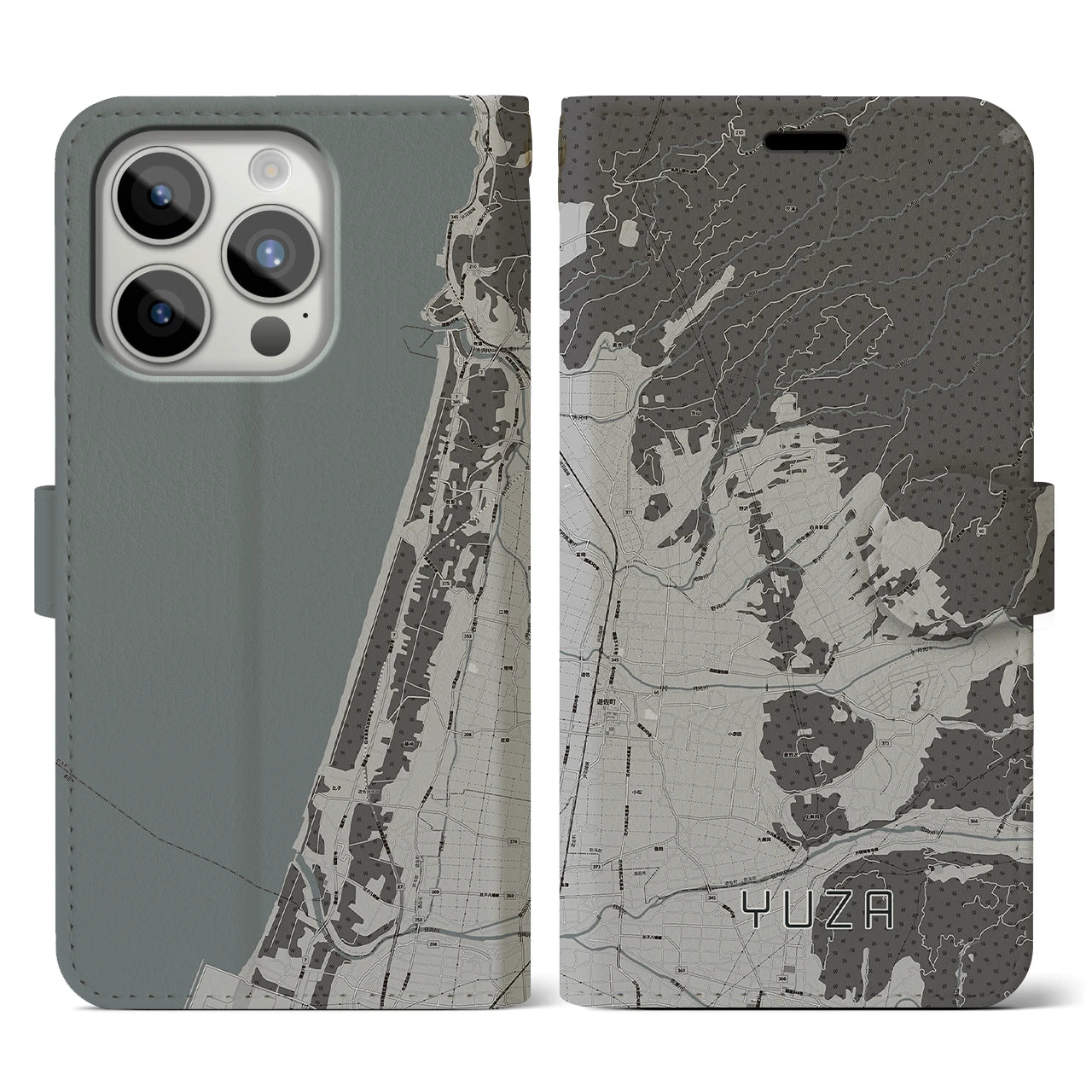 【遊佐(山形県)】地図柄iPhoneケース(手帳タイプ)