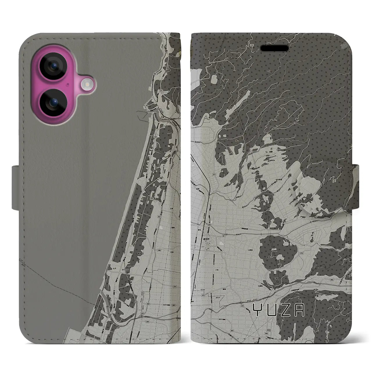 【遊佐(山形県)】地図柄iPhoneケース(手帳タイプ)