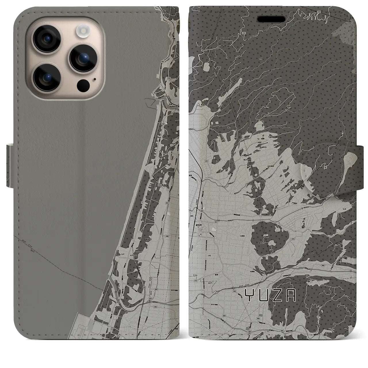 【遊佐(山形県)】地図柄iPhoneケース(手帳タイプ)