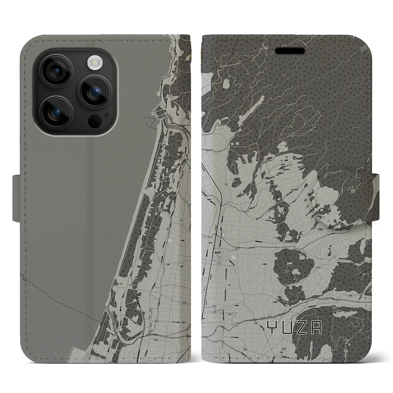 【遊佐(山形県)】地図柄iPhoneケース(手帳タイプ)