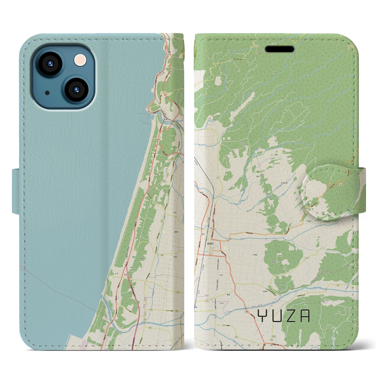 【遊佐(山形県)】地図柄iPhoneケース(手帳タイプ)