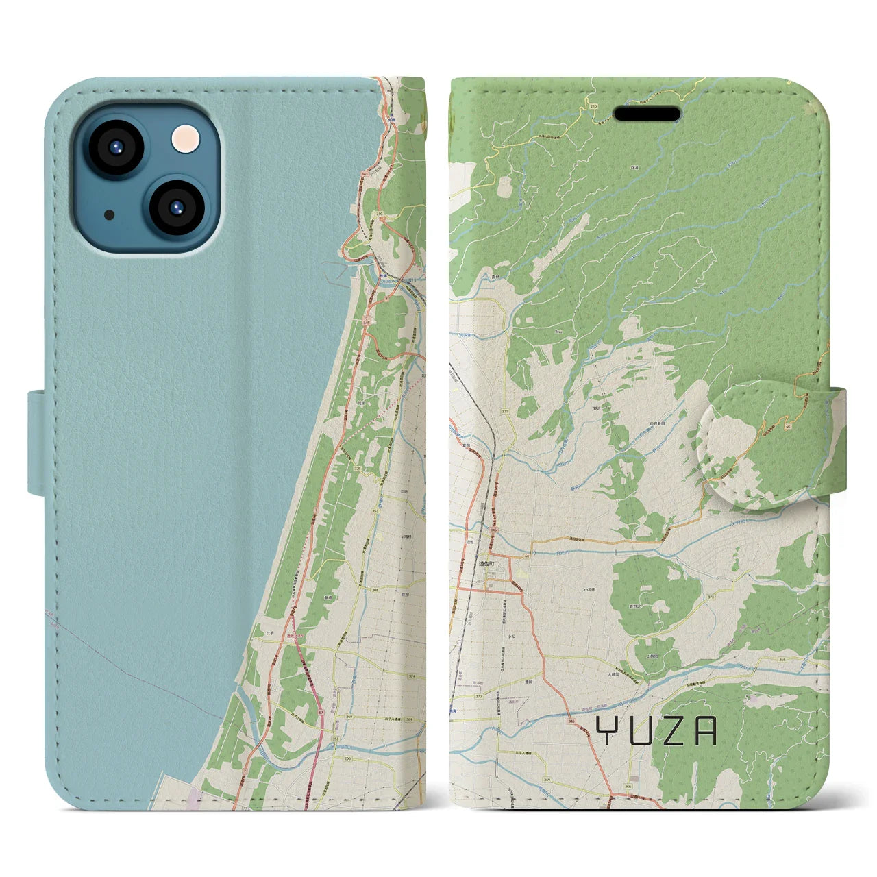 【遊佐(山形県)】地図柄iPhoneケース(手帳タイプ)ナチュラル・iPhone 13 Pro 用