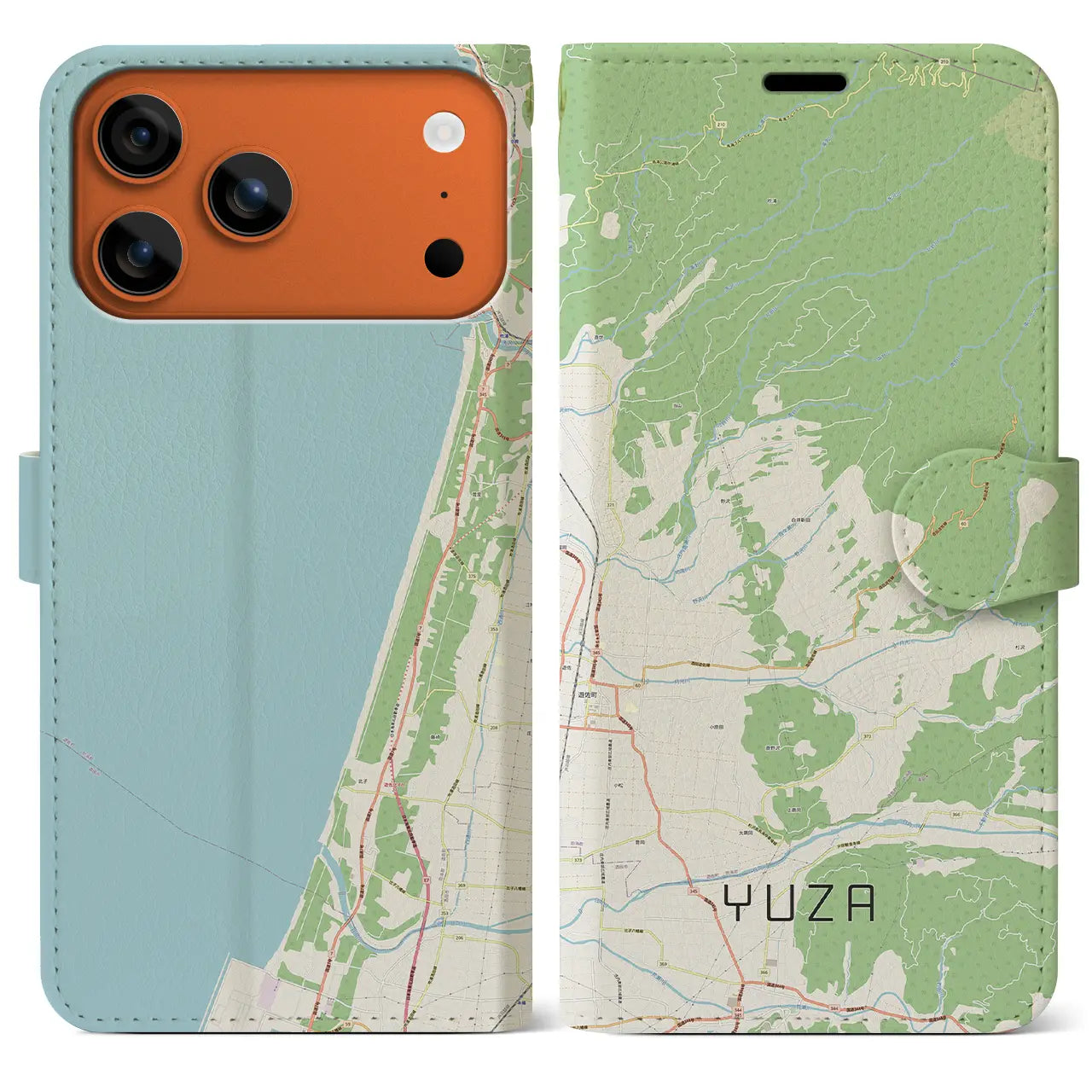 【遊佐(山形県)】地図柄iPhoneケース(手帳タイプ)