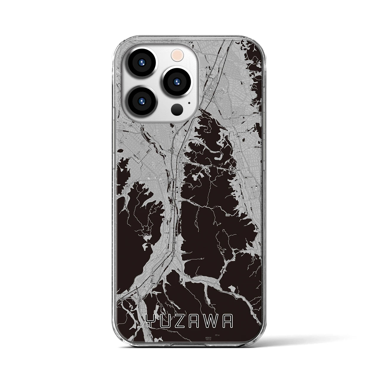 【湯沢(秋田県)】地図柄iPhoneケース(クリアタイプ)