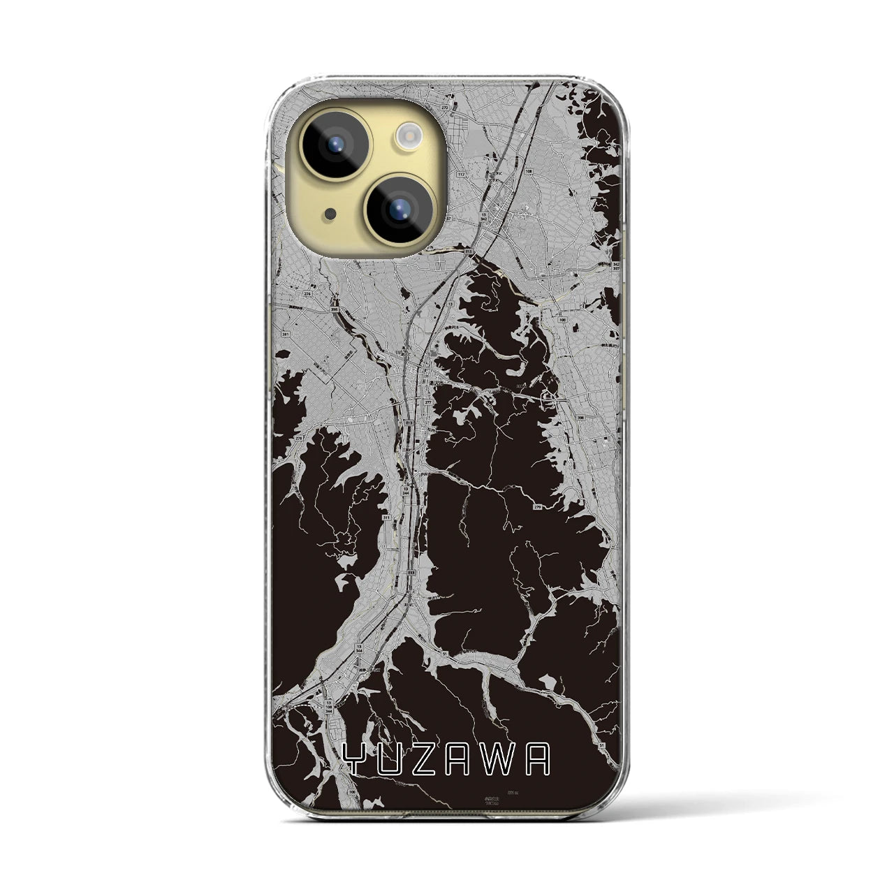 【湯沢(秋田県)】地図柄iPhoneケース(クリアタイプ)