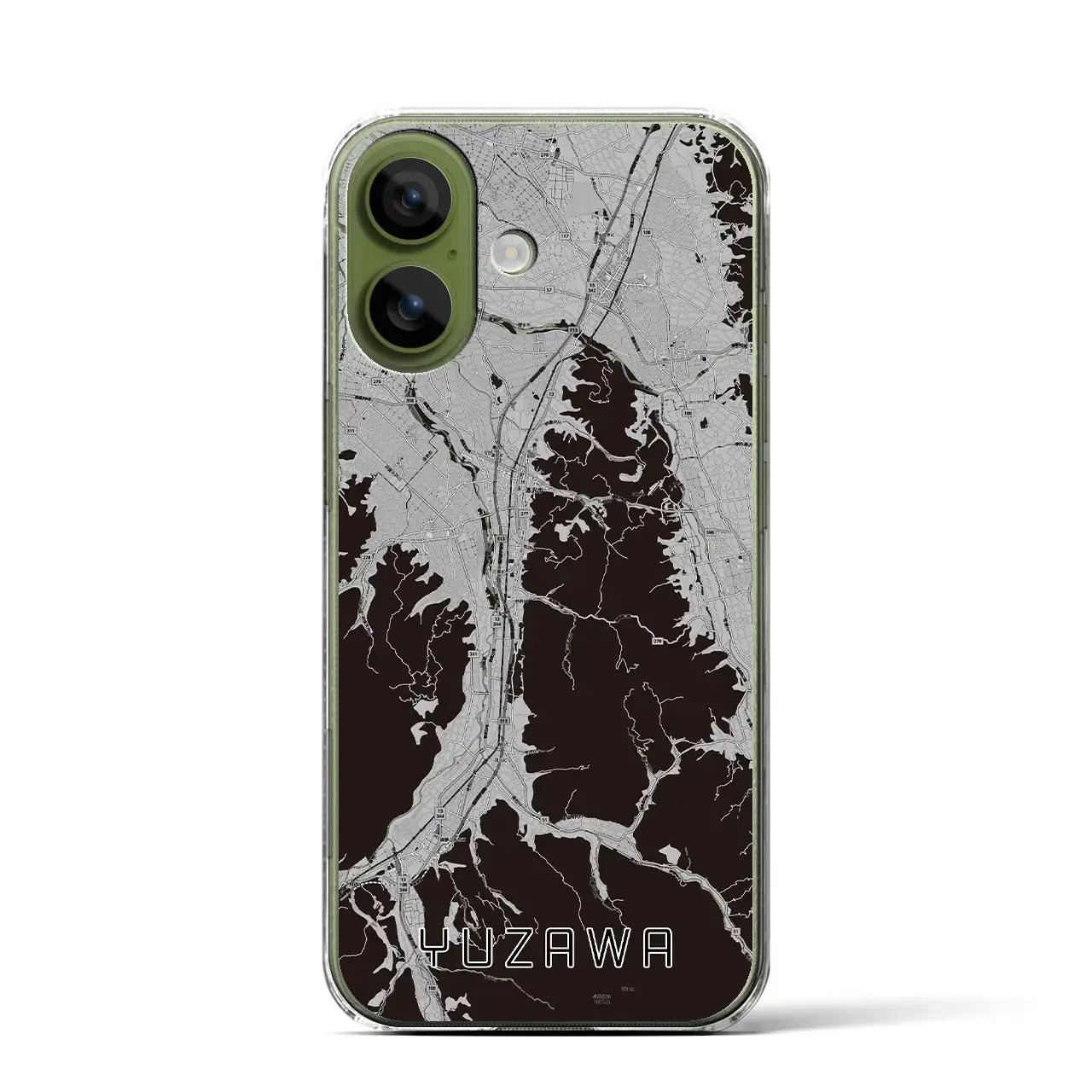 【湯沢(秋田県)】地図柄iPhoneケース(クリアタイプ)モノトーン・iPhone 17 Pro Max 用