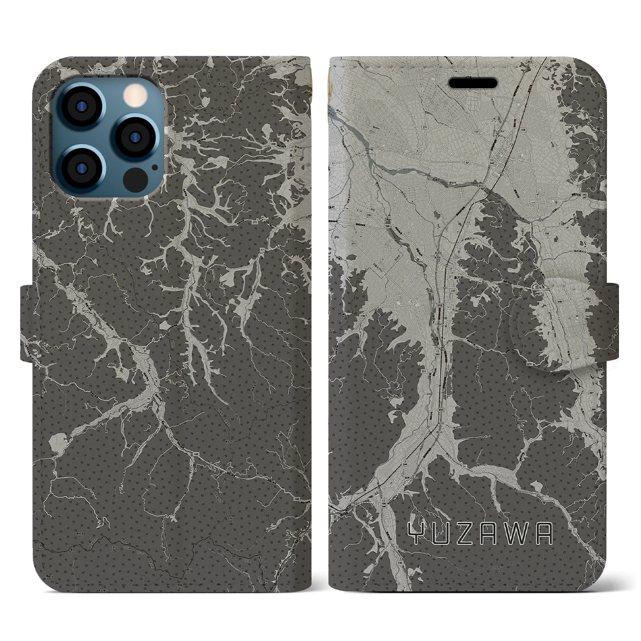 【湯沢(秋田県)】地図柄iPhoneケース(手帳タイプ)