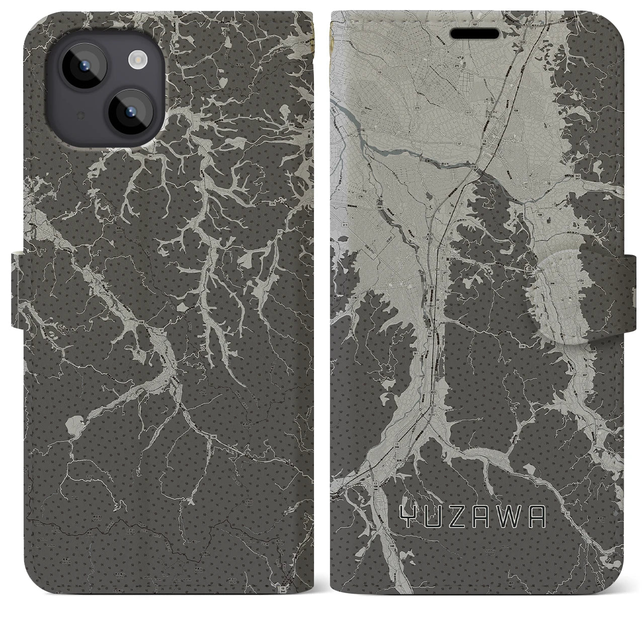 【湯沢(秋田県)】地図柄iPhoneケース(手帳タイプ)