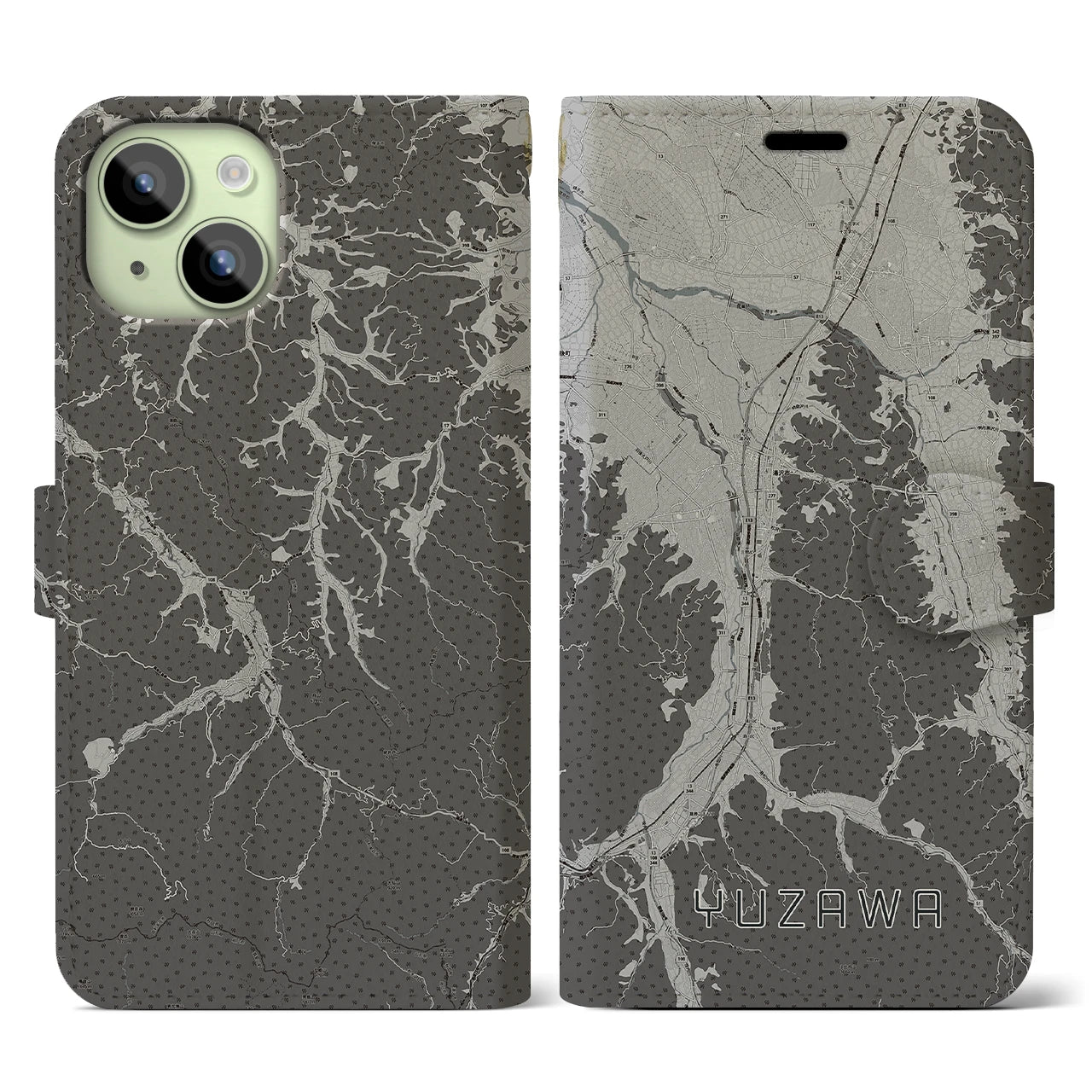 【湯沢(秋田県)】地図柄iPhoneケース(手帳タイプ)