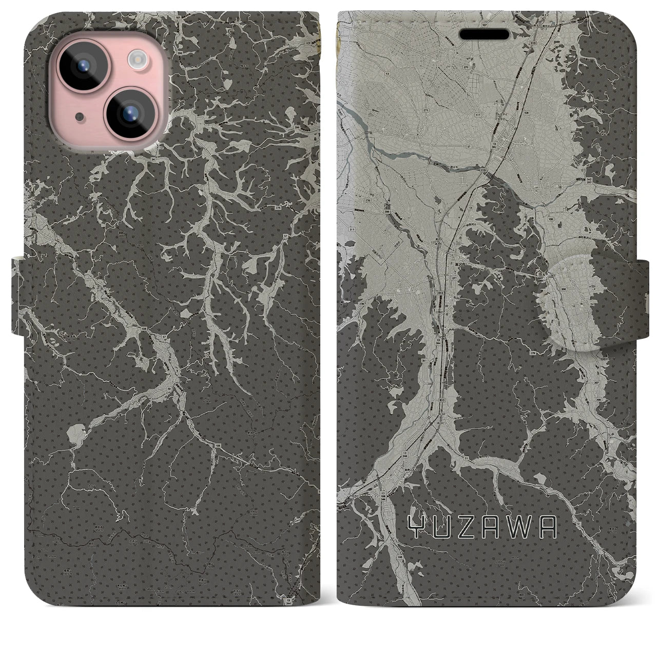 【湯沢(秋田県)】地図柄iPhoneケース(手帳タイプ)