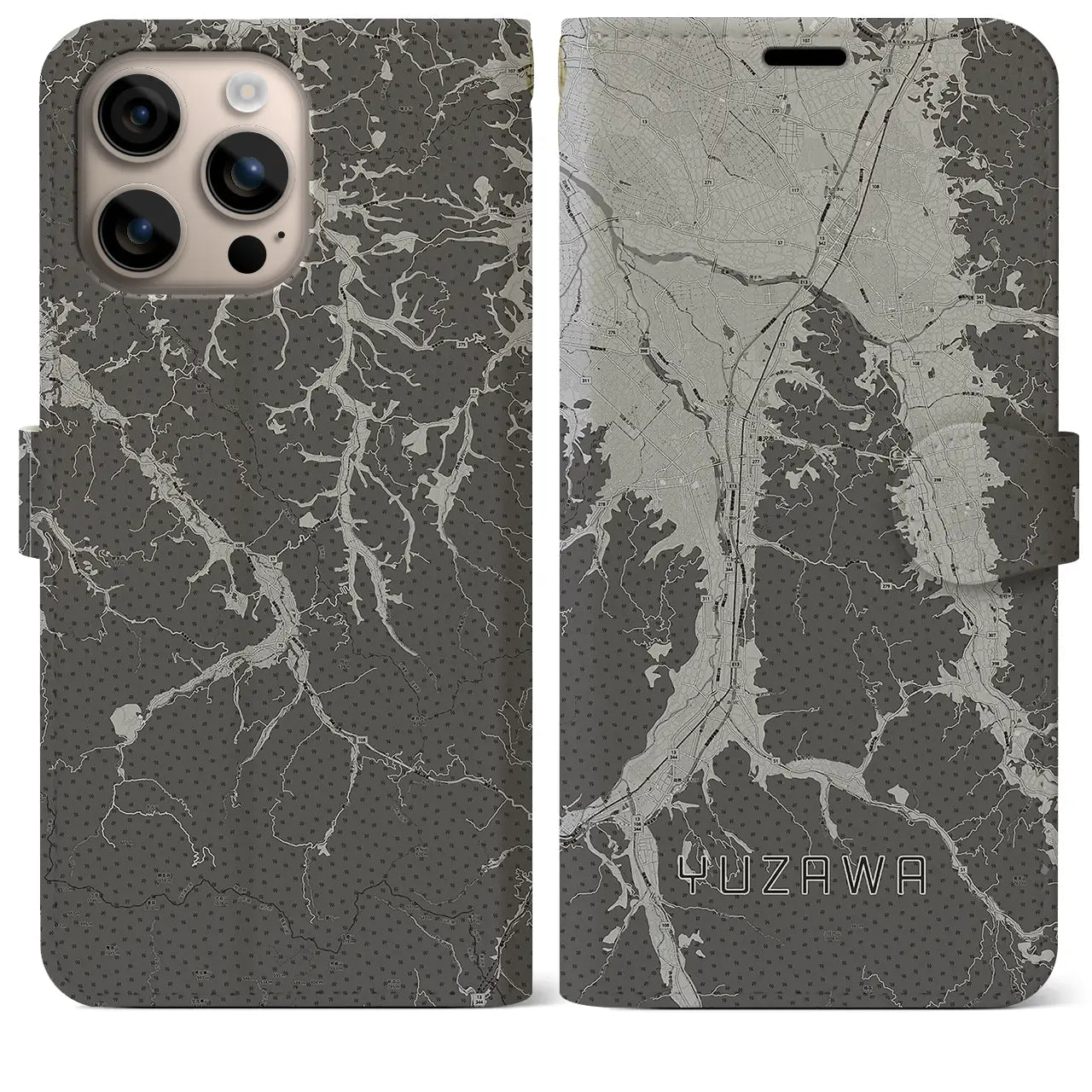 【湯沢(秋田県)】地図柄iPhoneケース(手帳タイプ)