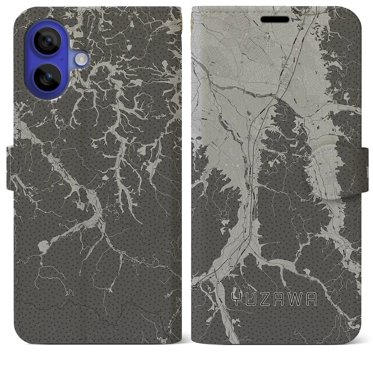 【湯沢(秋田県)】地図柄iPhoneケース(手帳タイプ)