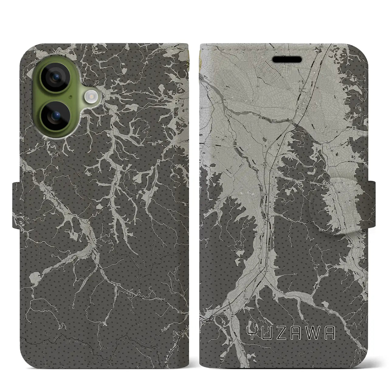 【湯沢(秋田県)】地図柄iPhoneケース(手帳タイプ)