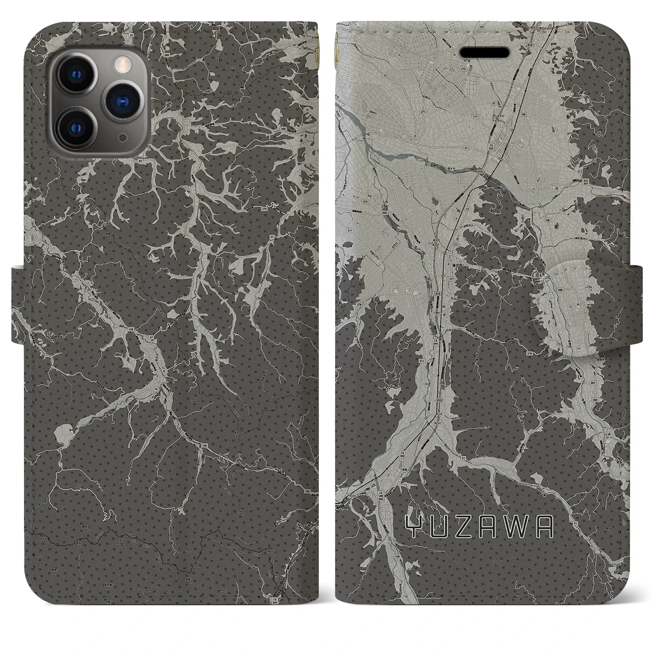 【湯沢(秋田県)】地図柄iPhoneケース(手帳タイプ)