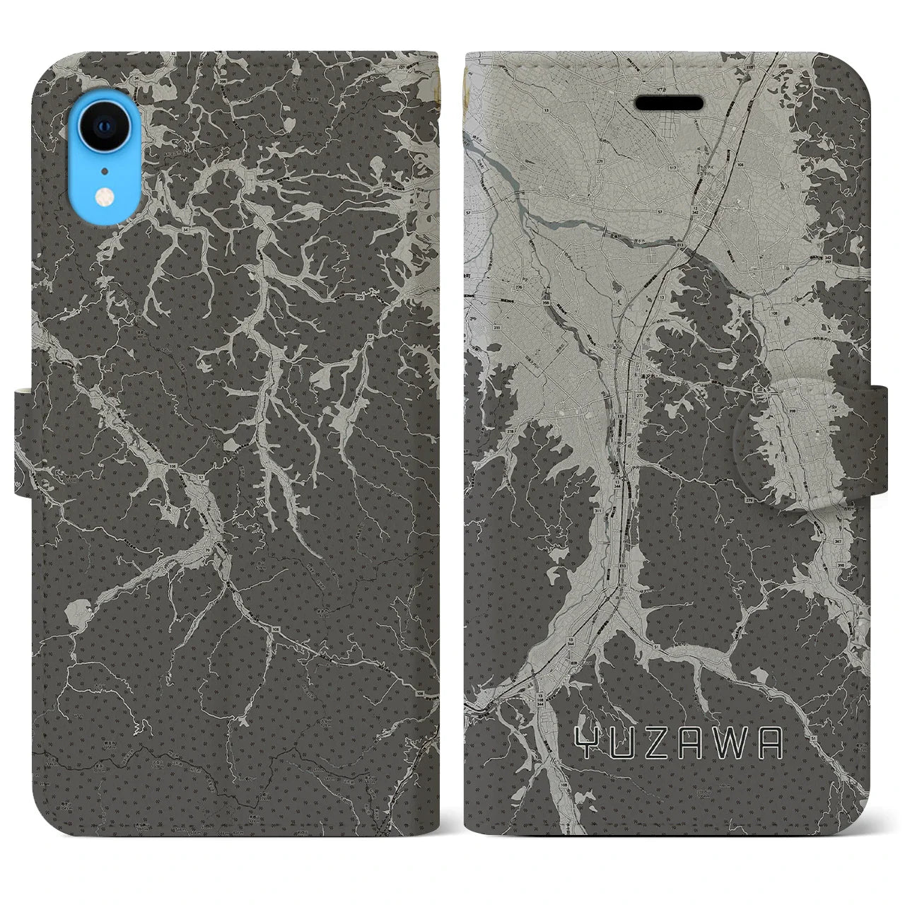 【湯沢(秋田県)】地図柄iPhoneケース(手帳タイプ)ナチュラル・iPhone XR 用