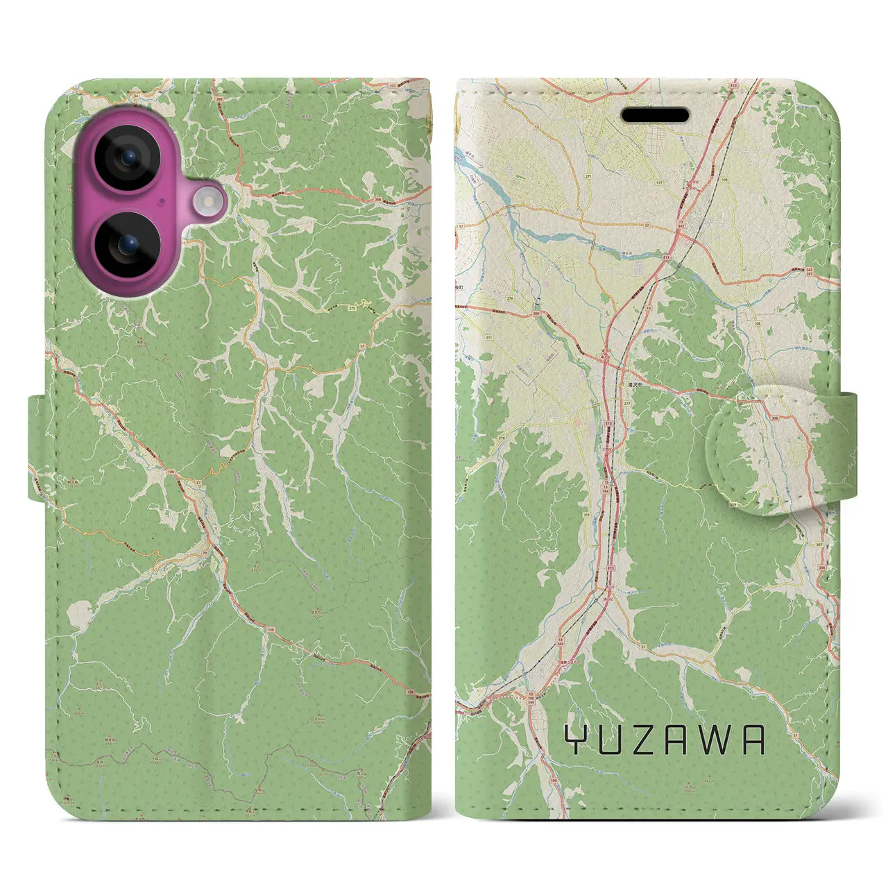 【湯沢(秋田県)】地図柄iPhoneケース(手帳タイプ)ナチュラル・iPhone 16 Pro 用
