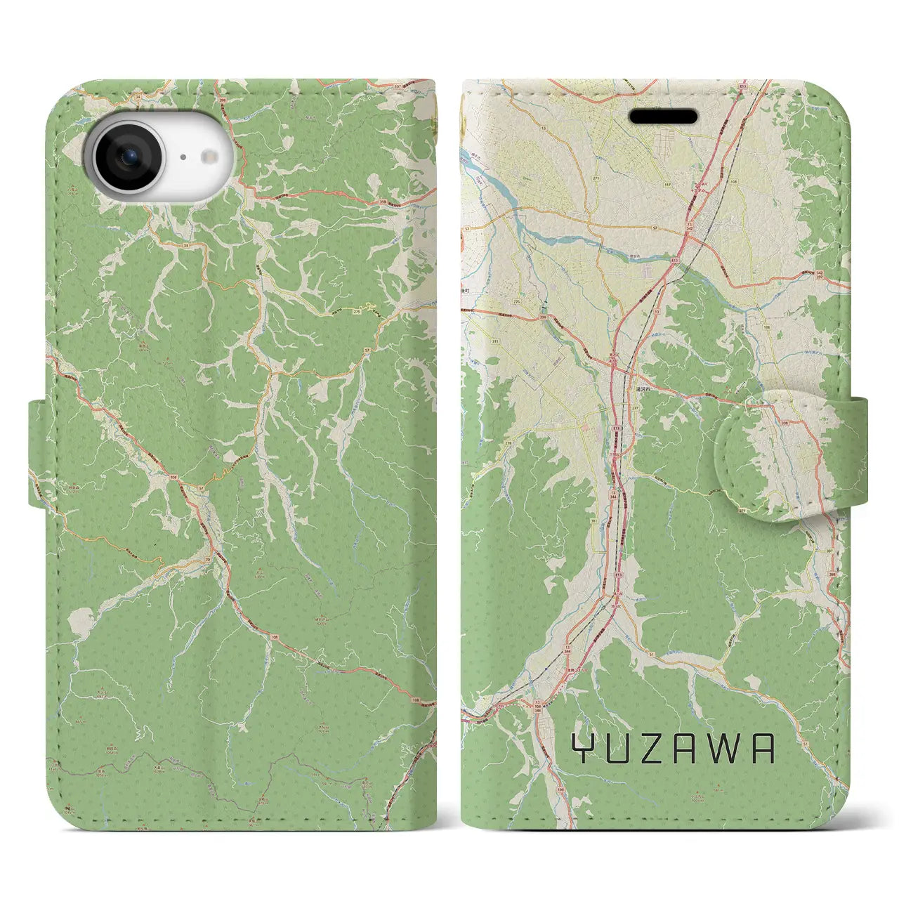 【湯沢(秋田県)】地図柄iPhoneケース(手帳タイプ)