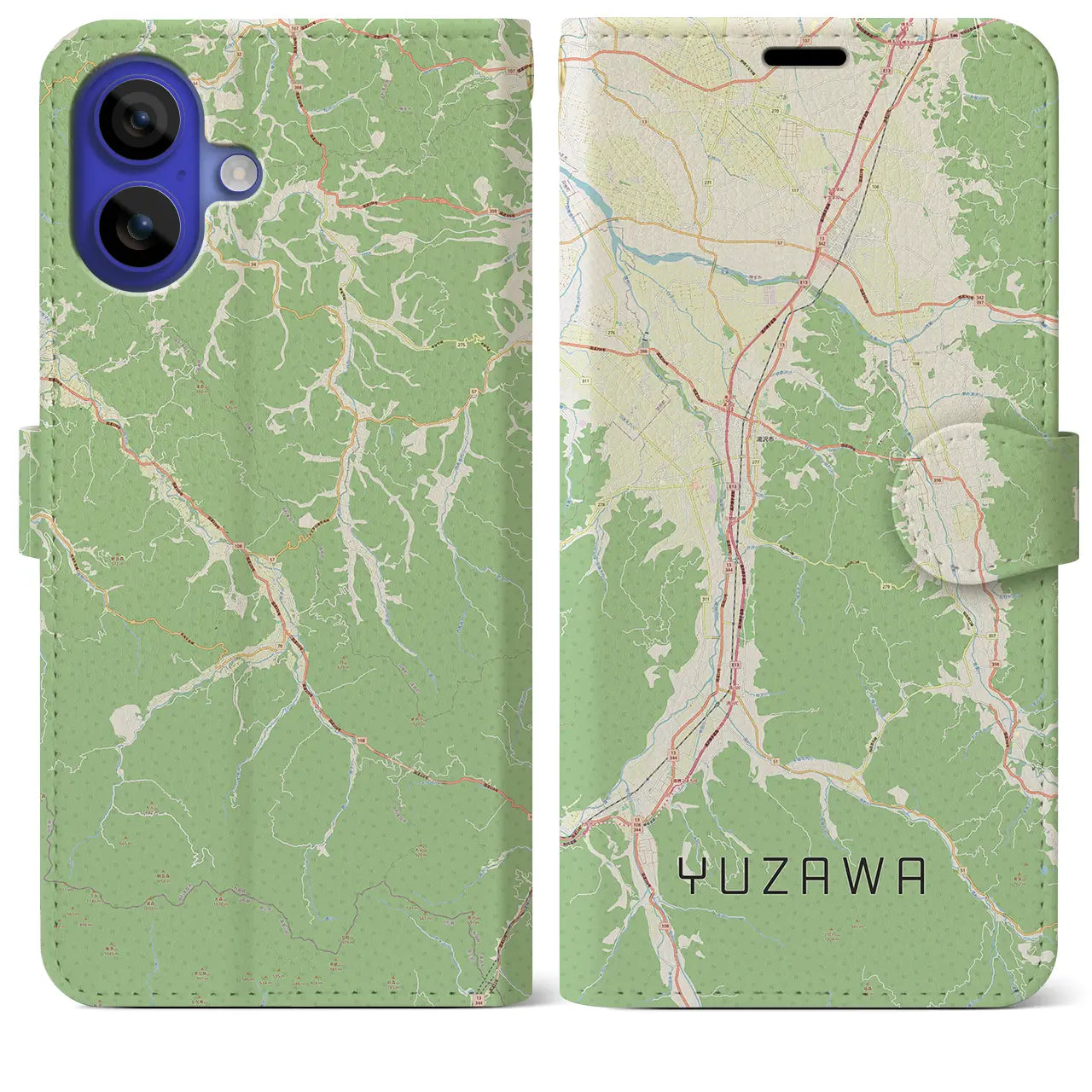 【湯沢(秋田県)】地図柄iPhoneケース(手帳タイプ)