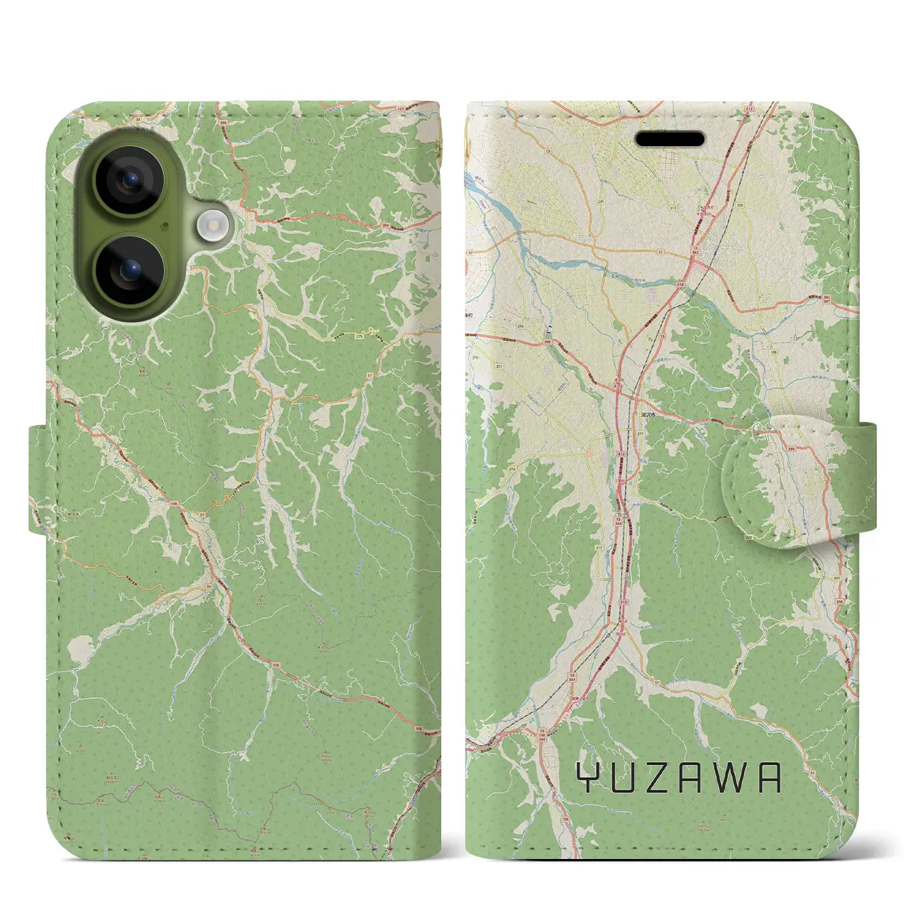 【湯沢(秋田県)】地図柄iPhoneケース(手帳タイプ)モノトーン・iPhone 17 Pro Max 用