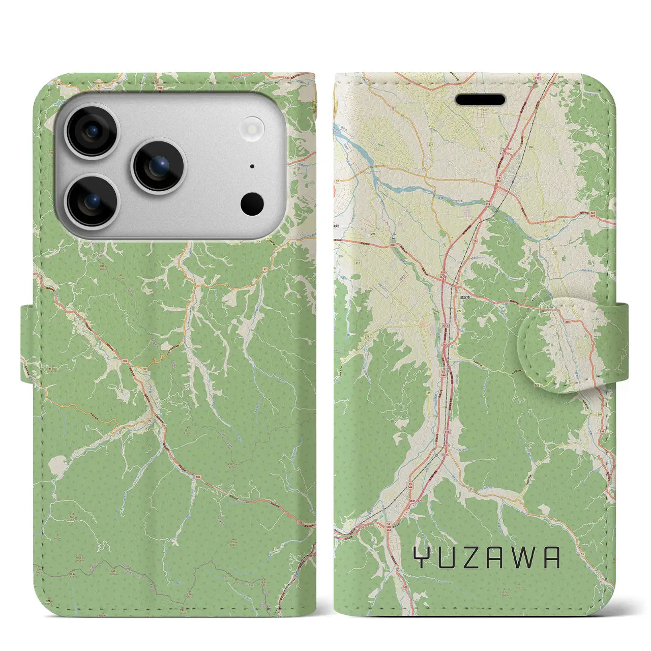 【湯沢(秋田県)】地図柄iPhoneケース(手帳タイプ)