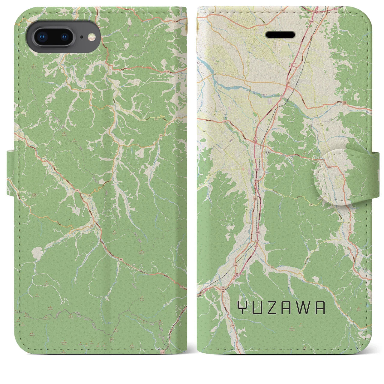 【湯沢(秋田県)】地図柄iPhoneケース(手帳タイプ)モノトーン・iPhone XR 用