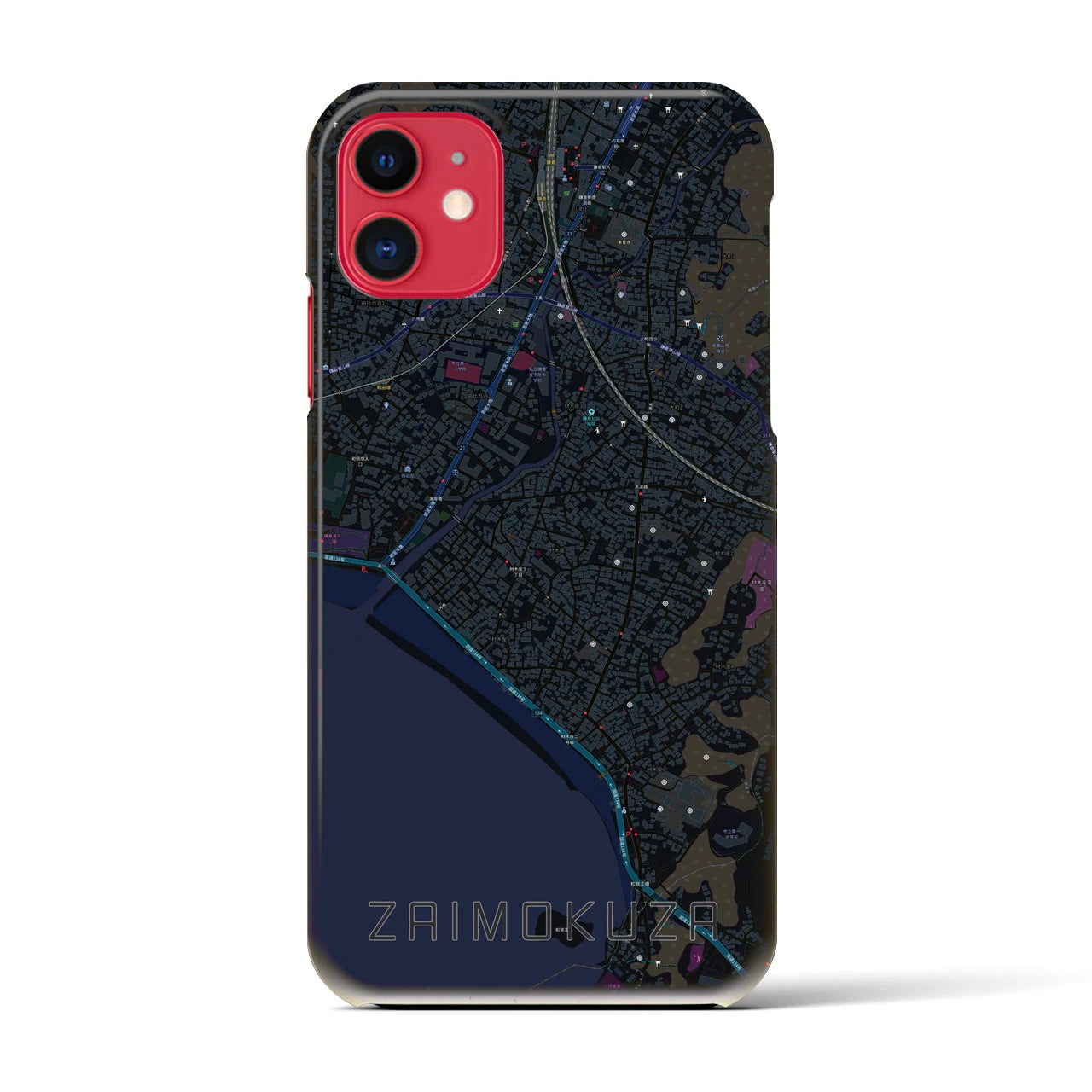 【材木座(神奈川県)】地図柄iPhoneケース(バックカバータイプ)