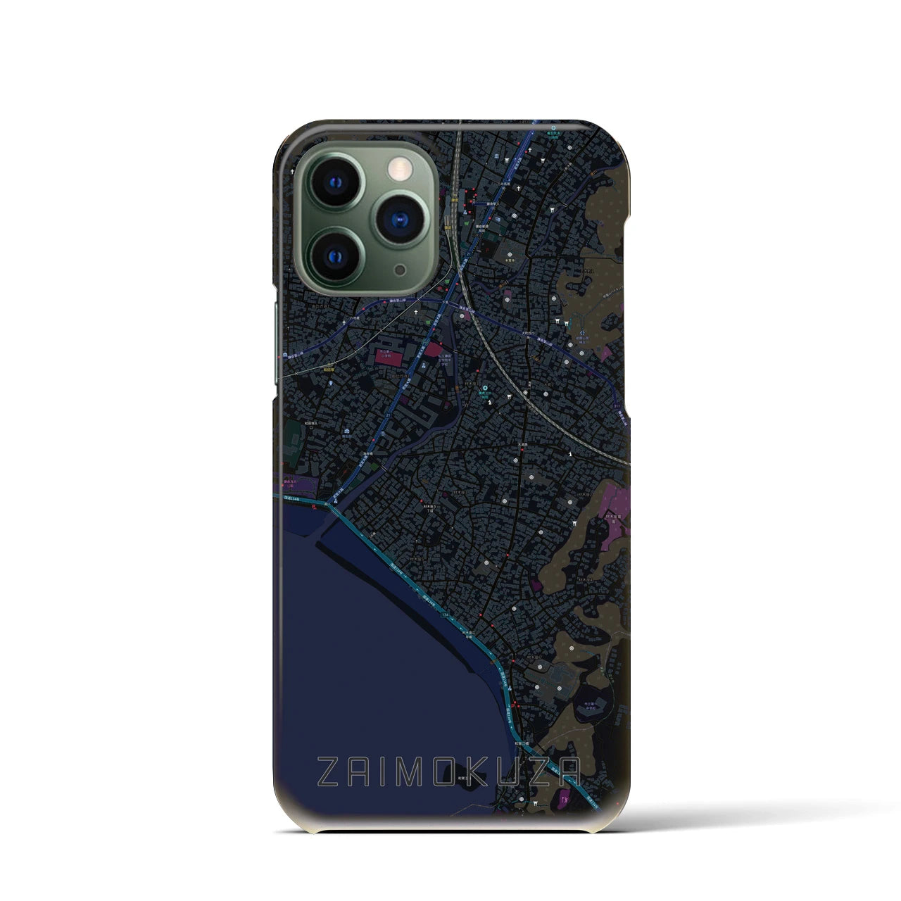 【材木座(神奈川県)】地図柄iPhoneケース(バックカバータイプ)