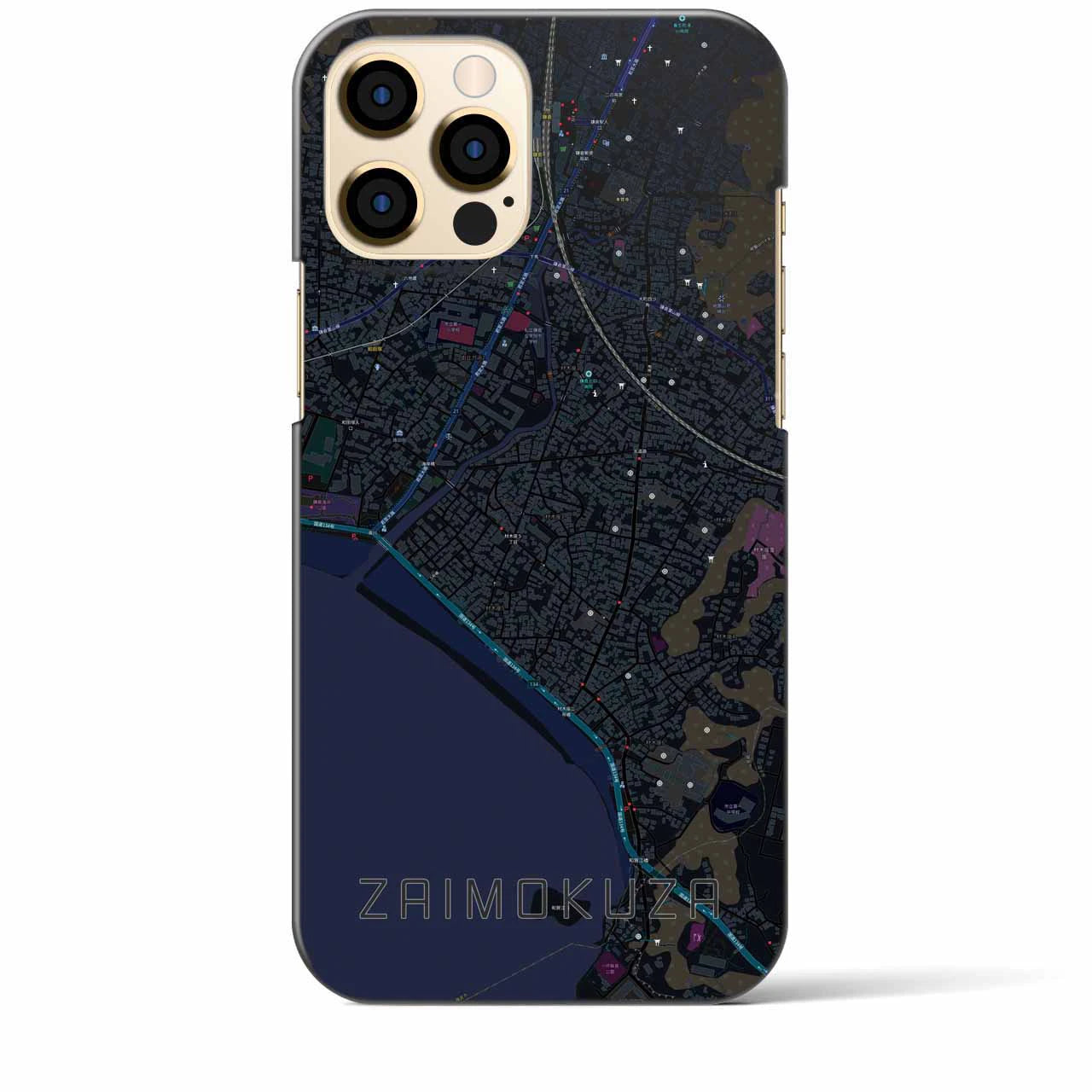 【材木座(神奈川県)】地図柄iPhoneケース(バックカバータイプ)