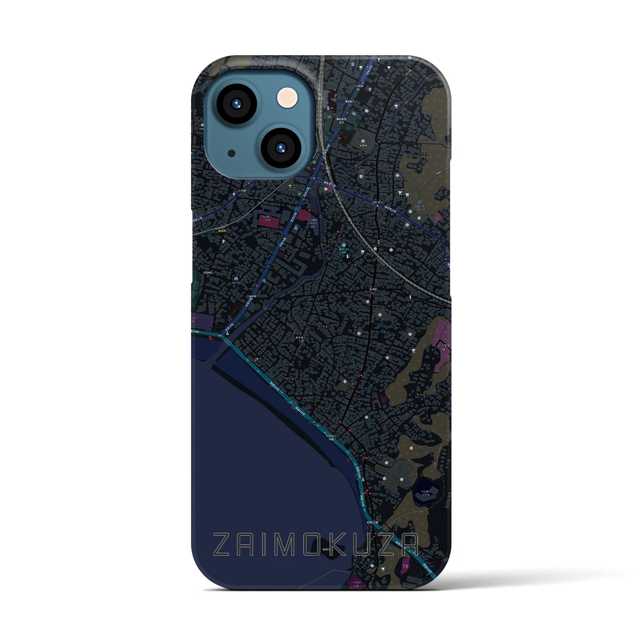 【材木座(神奈川県)】地図柄iPhoneケース(バックカバータイプ)