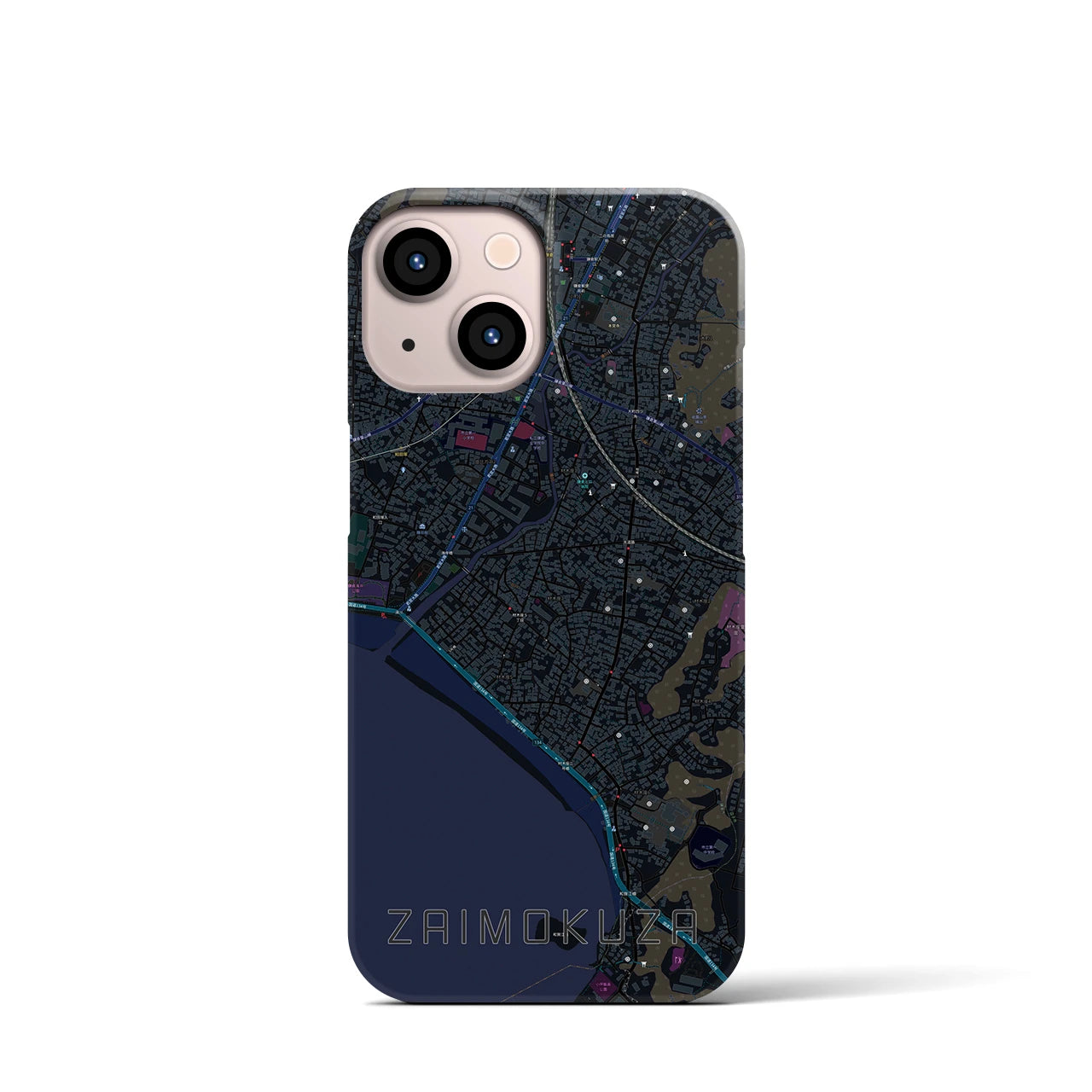 【材木座(神奈川県)】地図柄iPhoneケース(バックカバータイプ)