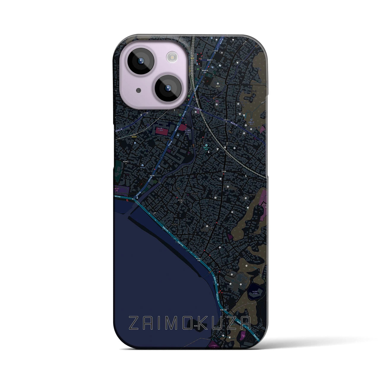 【材木座(神奈川県)】地図柄iPhoneケース(バックカバータイプ)