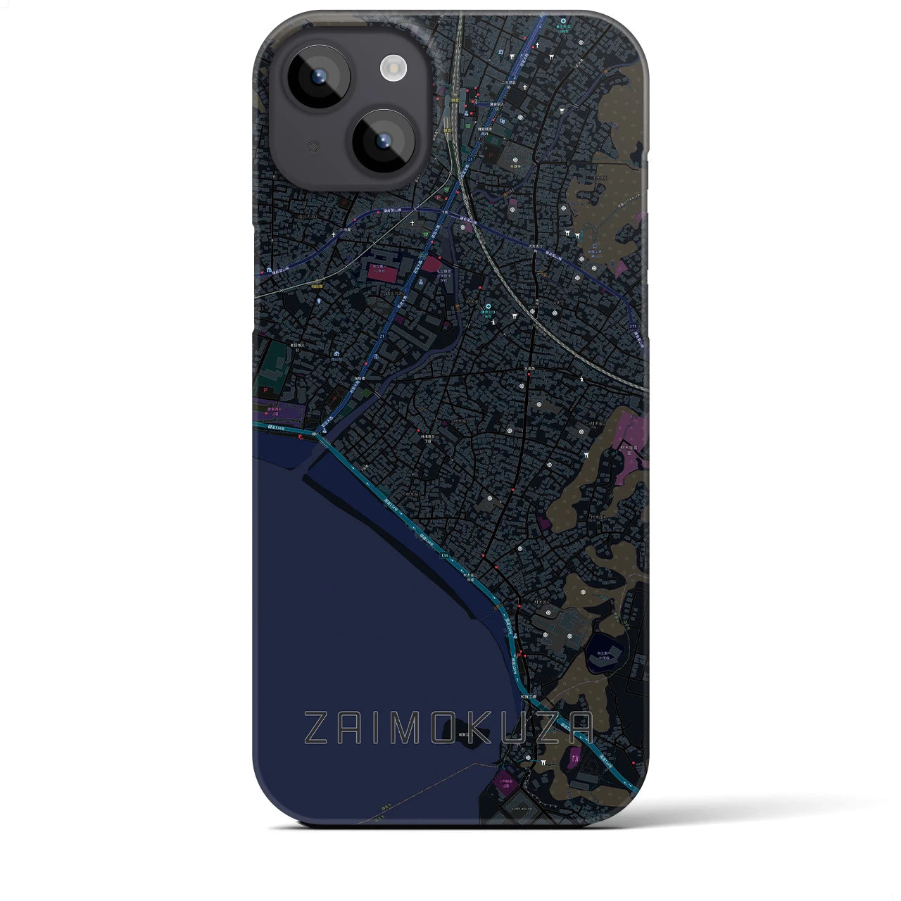 【材木座(神奈川県)】地図柄iPhoneケース(バックカバータイプ)