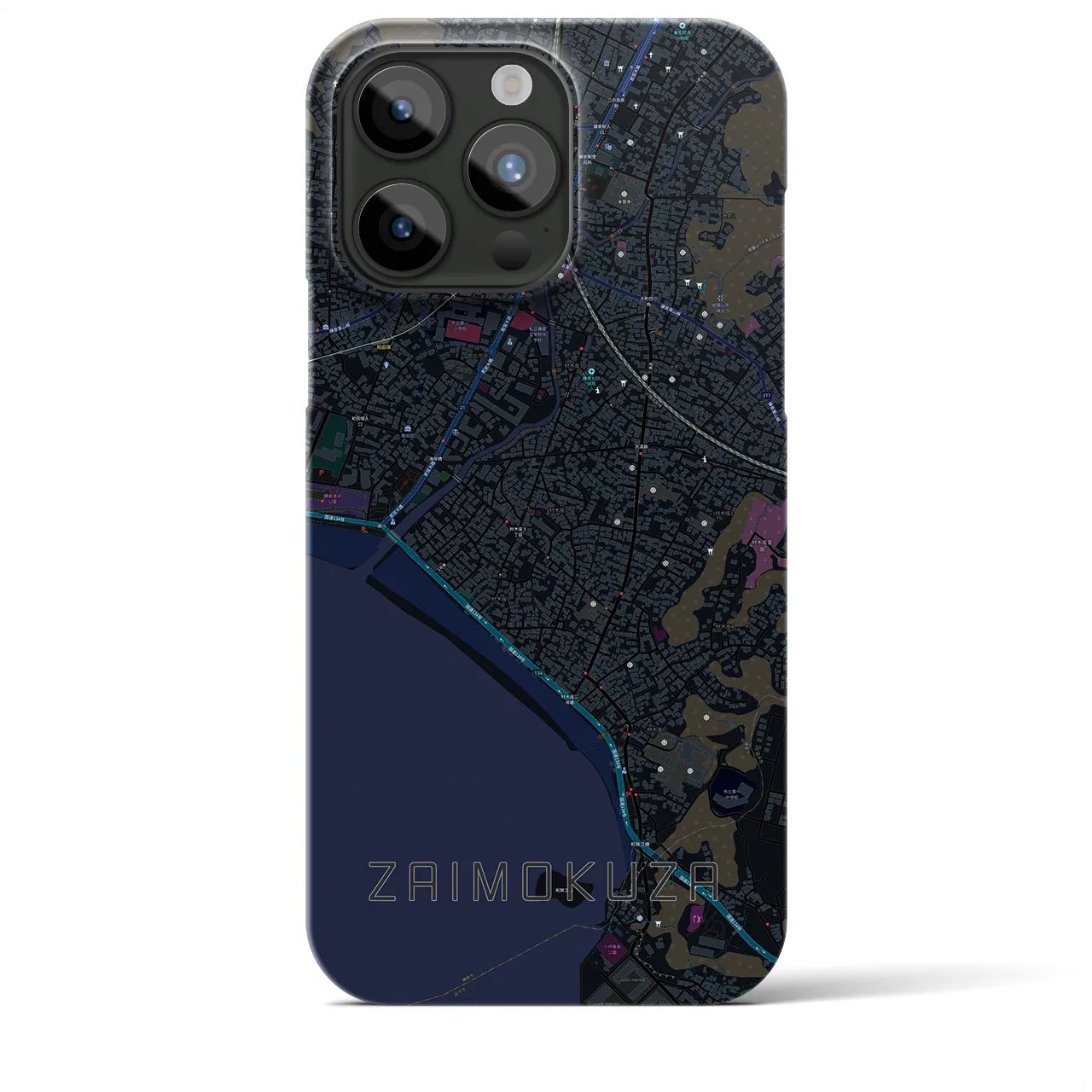 【材木座(神奈川県)】地図柄iPhoneケース(バックカバータイプ)